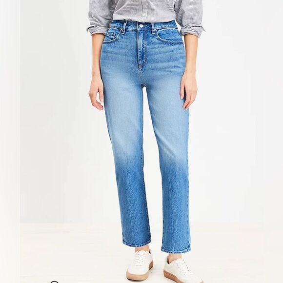 LOFT Straight High Rise Curvy Jeans - Picture 2 of 3